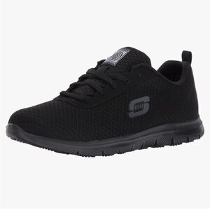 Skechers Ghenter Bronaugh Shoes Womens 5 Black Work Slip Resistant 77210 BLK